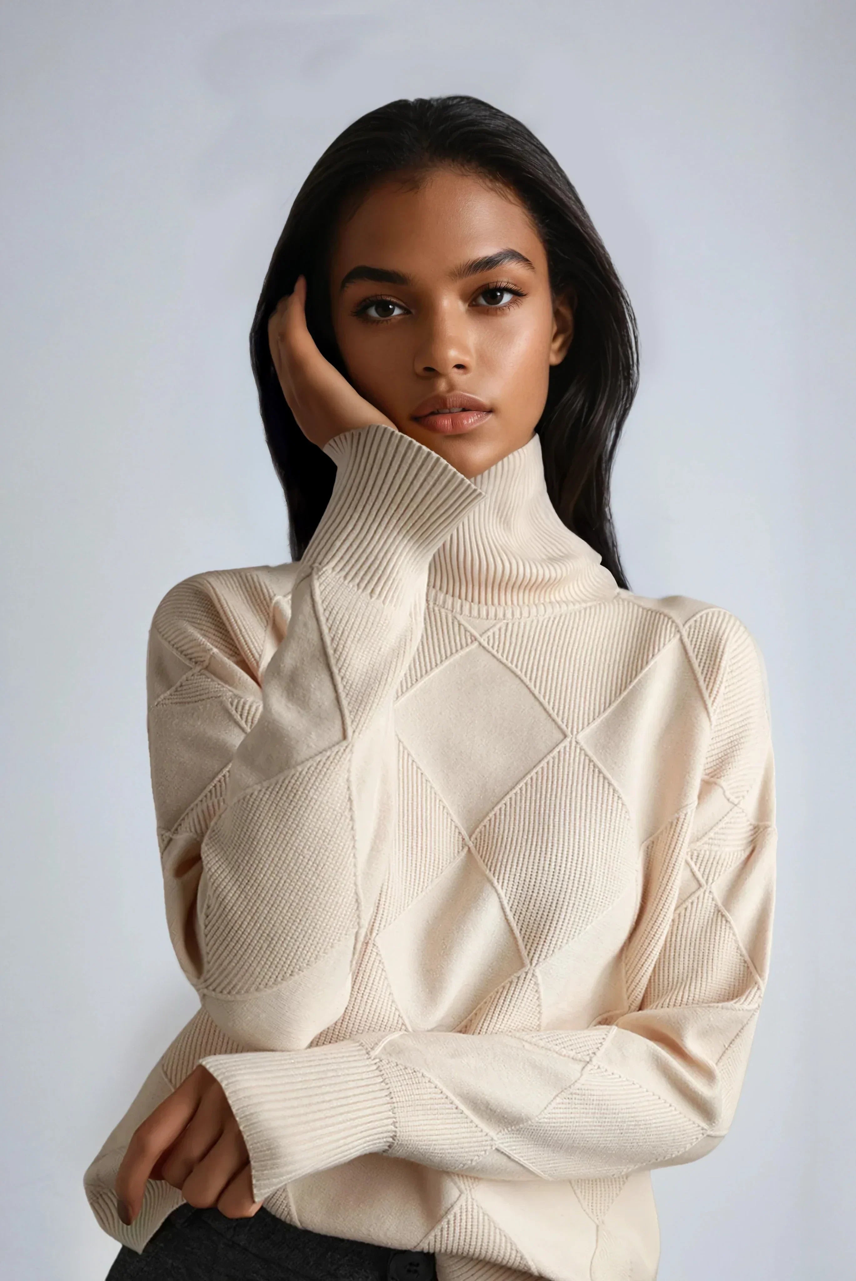 Sky | Turtleneck Sweater with Diamond Pattern
